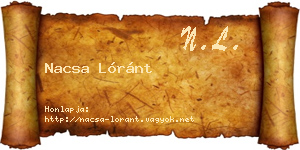 Nacsa Lóránt névjegykártya